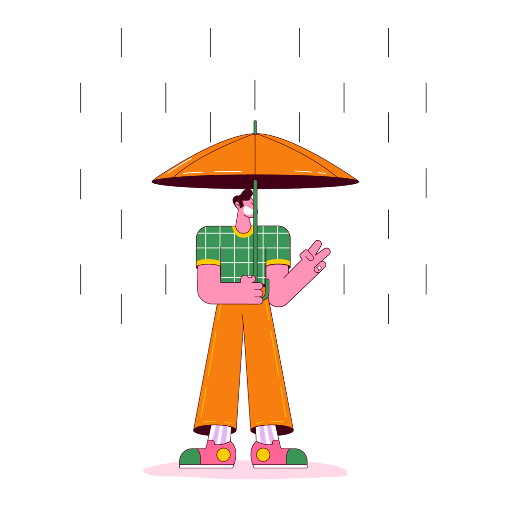 a man holding an umbrella in the rain