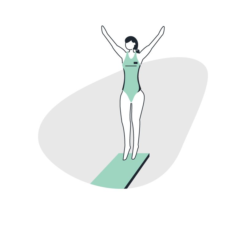 a woman on a diving board