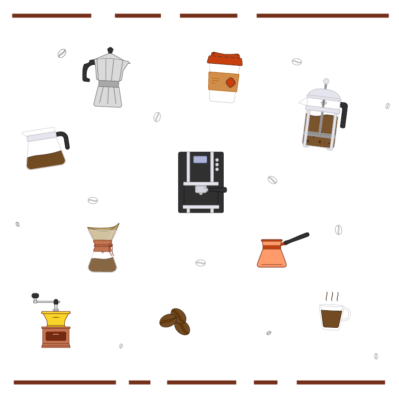various icons related to coffee