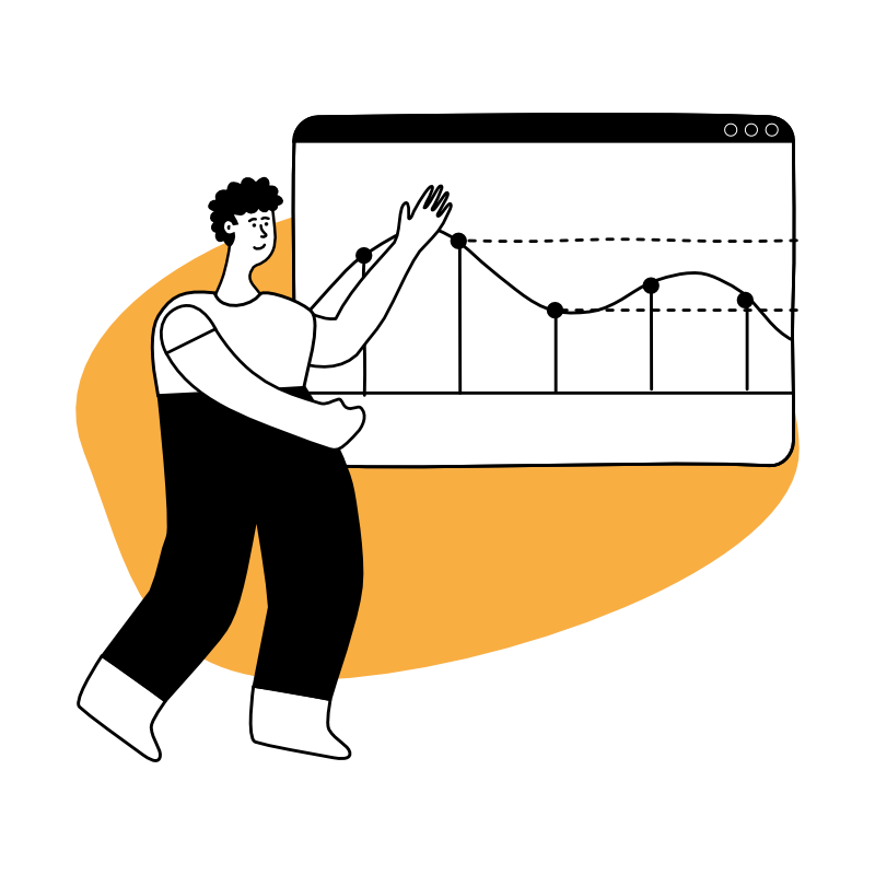 a man presenting a growth chart